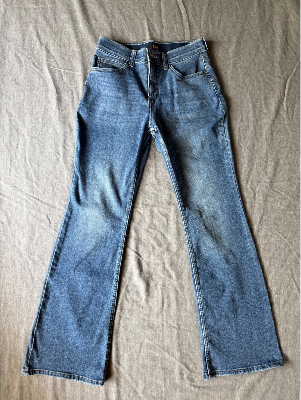 Lee Bootcut Jeans Womens 8 Short Blue Med Wash Mid Rise Stretch 28x29 Denim